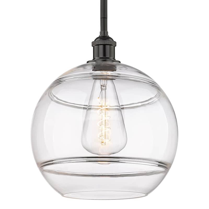Innovations Lighting 616-1S 13 12 Rochester Pendant Rochester 12" Wide - Matte Black / Clear