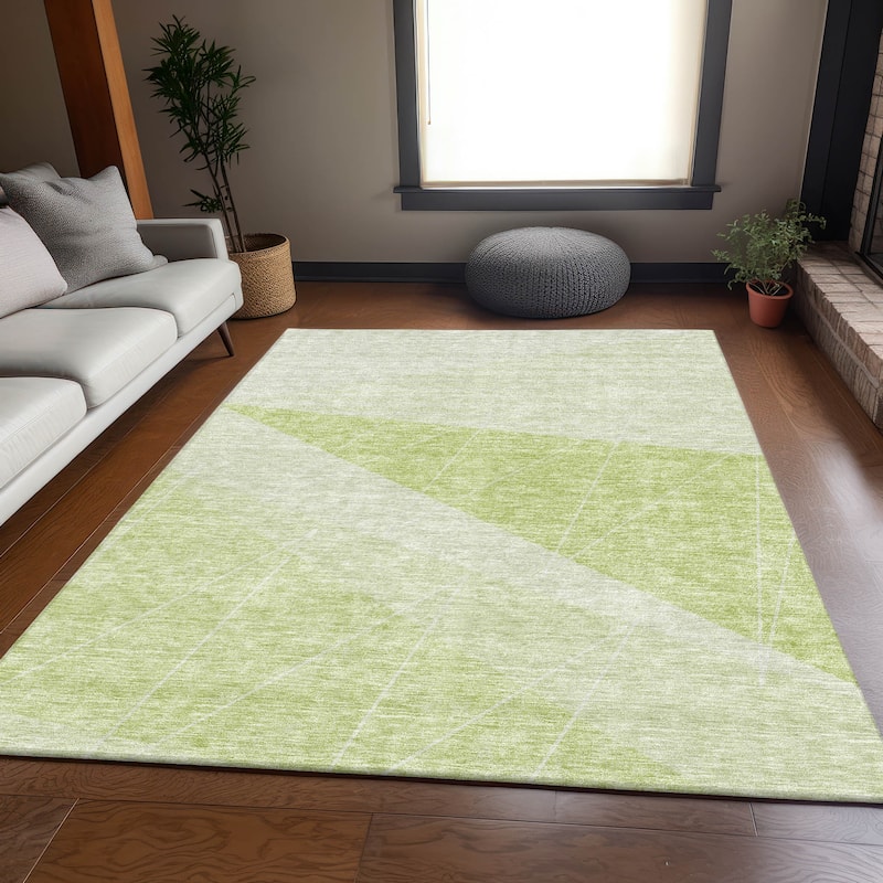 Premium Washable Super Soft Geo Abstract Mayfield Rug - Aloe - 3' x 5' - Rectangle
