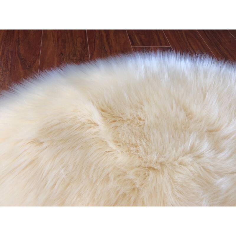Legacy Home Faux Sheepskin Round Shag Area Rug