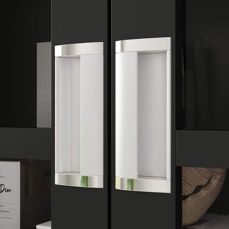 Home Office Buffet Bookcase Storage Cabinet Acrylic Glass Door 4 Shelf