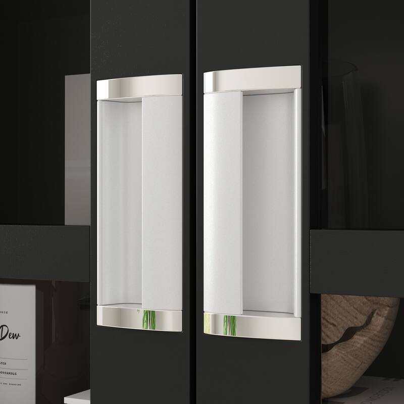 Media Storage Cabinet Acrylic GlassDoor Bookcase Kitchen Buffet Office