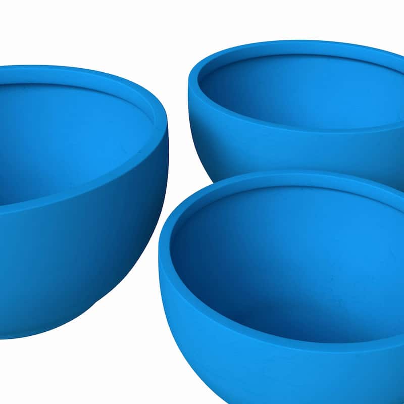 LeisureMod Grove 3-Piece Round Planter Set in Fiberstone and MgO Clay with Drainage, Indoor Outdoor Home Office Yard Patio Decor