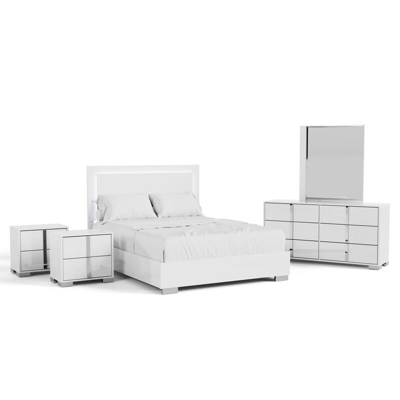 Furniture of America Erina Modern Glossy 5-Piece Panel Bedroom Set