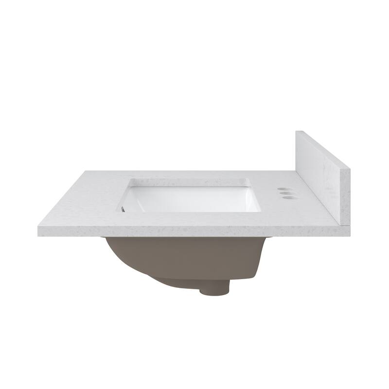 CRAFT + MAIN QZ25224R 25" Quartz Vanity Top with Backsplash and