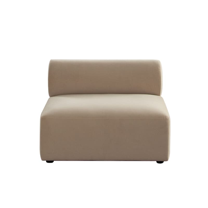 Zey Modular Armless Chair with Low Back, Light Camel Brown Velvet