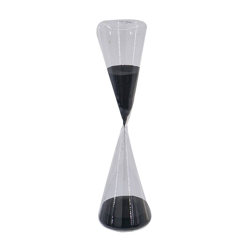 4.5x4.5x15.5" Triangular Shape Hourglass, 90 Minutes, Black Sand