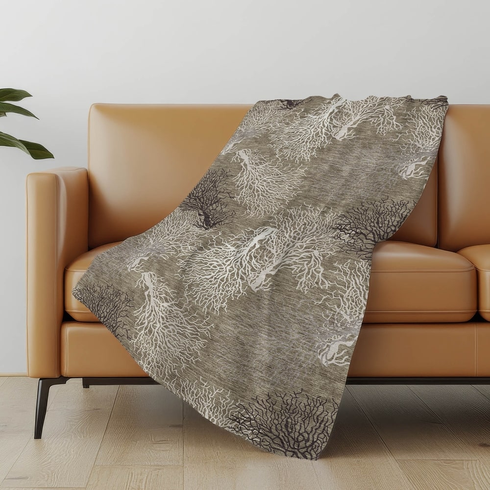 Premium Machine Washable ASB182 Coastal Coral Sherpa Throw Blanket