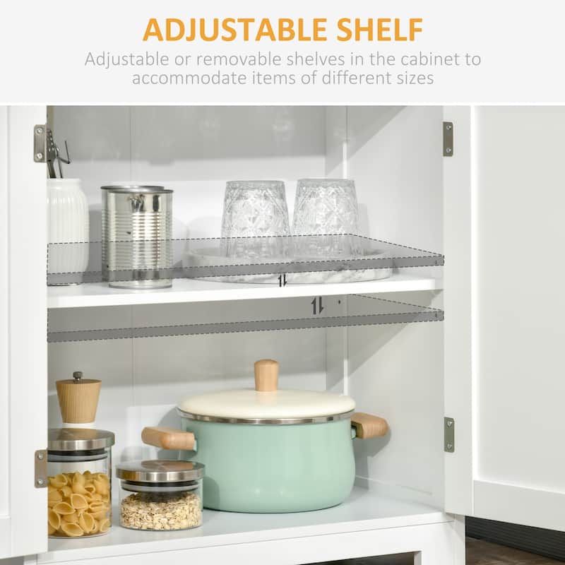 HOMCOM 63" Buffet with Hutch, Kitchen Pantry, Freestanding Storage Cabinet