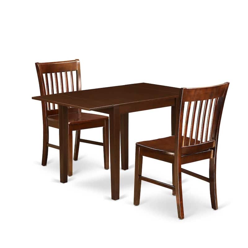 Asian Fusion 3Piece Dining Set - Small Space Table & Chairs - Mahogany Finish