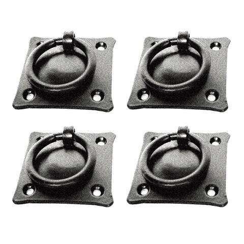 Black Mission Ring Cabinet Pulls Wrought Iron Drop Style 2 " Rust Resistant Powder Coated Pack of 4 Renovators Supply