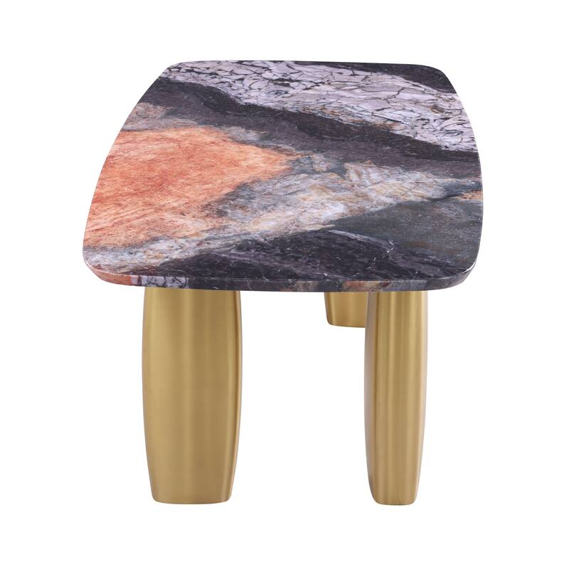 Furniture of America Luvien Modern 79-inch Multi-Color Sintered Stone Top Dining Table with Gold Legs