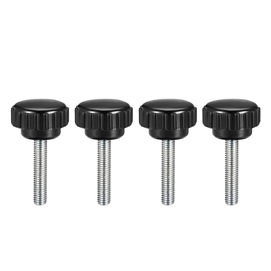 M5 x 25mm Male Thread Knurled Clamping Knobs Grip Thumb Screw on Type 4 Pcs - Black,Silver Tone