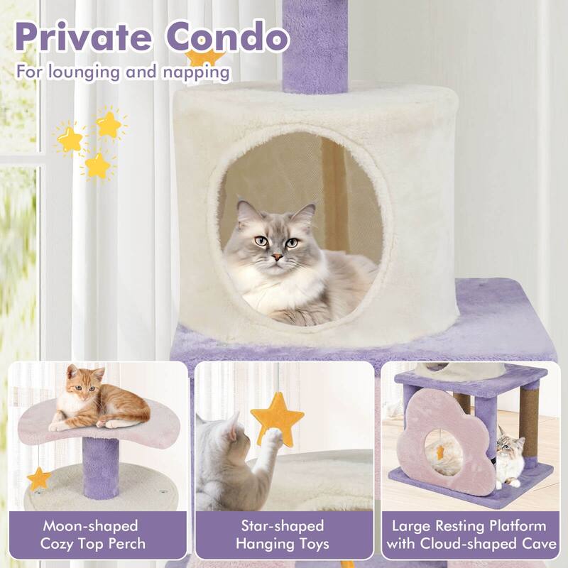 Costway 31.5” Cute Modern Cat Tree with Condo Top Perch Jute - See Details