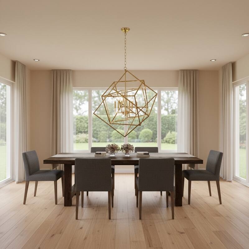6 Light Chandelier in Gold Finish