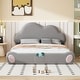 preview thumbnail 1 of 27, Queen Cloud Headboard Upholstered Bed with Rounded Footboard and Storage Pocket, Grey