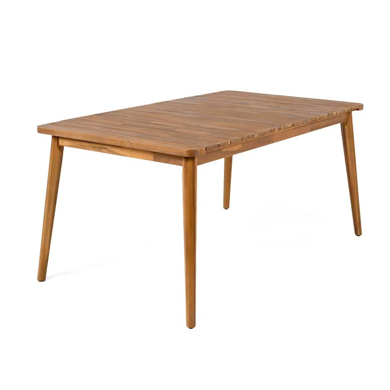 Wood Dining Table 6-Person Outdoor Table, Farmhouse Furniture for Patio, Garden, Backyard, Teak 180 LBS Weight Capacity 63"L