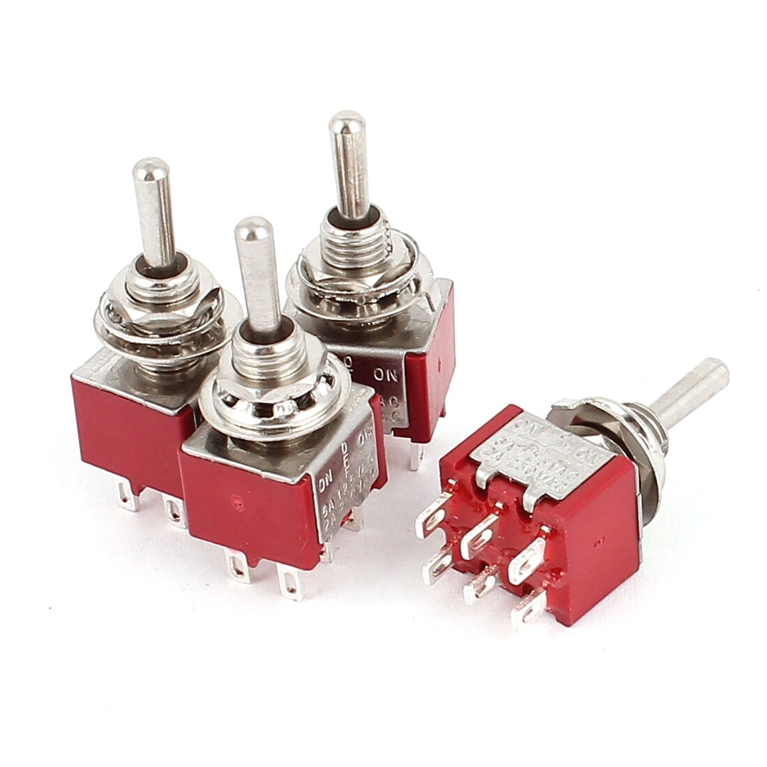 4 Pcs On Off On 3 Position Dpdt Latching Toggle Switch Ac 120v 5a 250v 2a Red