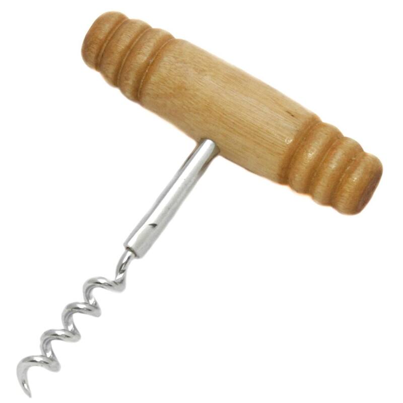 Chef Craft T-Shaped Corkscrew with Wooden Handle - Simply Screw into Cork and Pull - 1 Pack