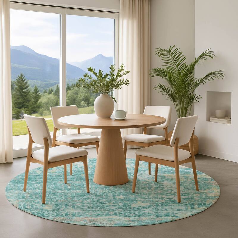 Premium Washable Super Soft Traditional Vintage Mayfield Rug - Teal - 8' x 8'