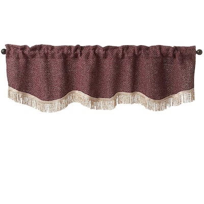 Violet Linen Chenille Basket Weave Design, Polyester Chenille, Damask Poly, 60" x 15", Straight, Rod Pocket Curtain Valance