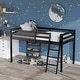 preview thumbnail 17 of 57, Espresso Wood Junior Loft Bed with Stairs for Adults, Kids and Young Teens Black - Twin