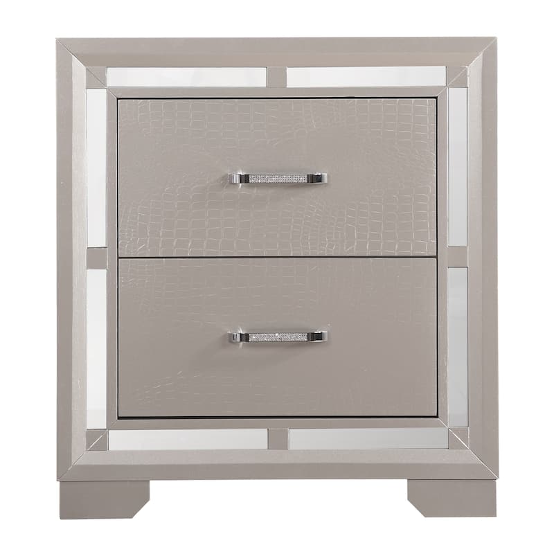 Bedroom Cabinet Bedside Table with Two Ample Drawers Storage Nightstand for Bedroom