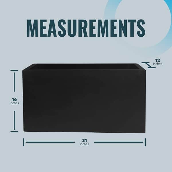 Large Black Rectangular Planter Box - Elegant Modern Fiberstone Indoor ...