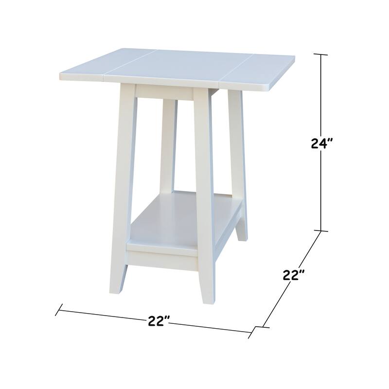 Square Solid Wood Drop Leaf Side Table