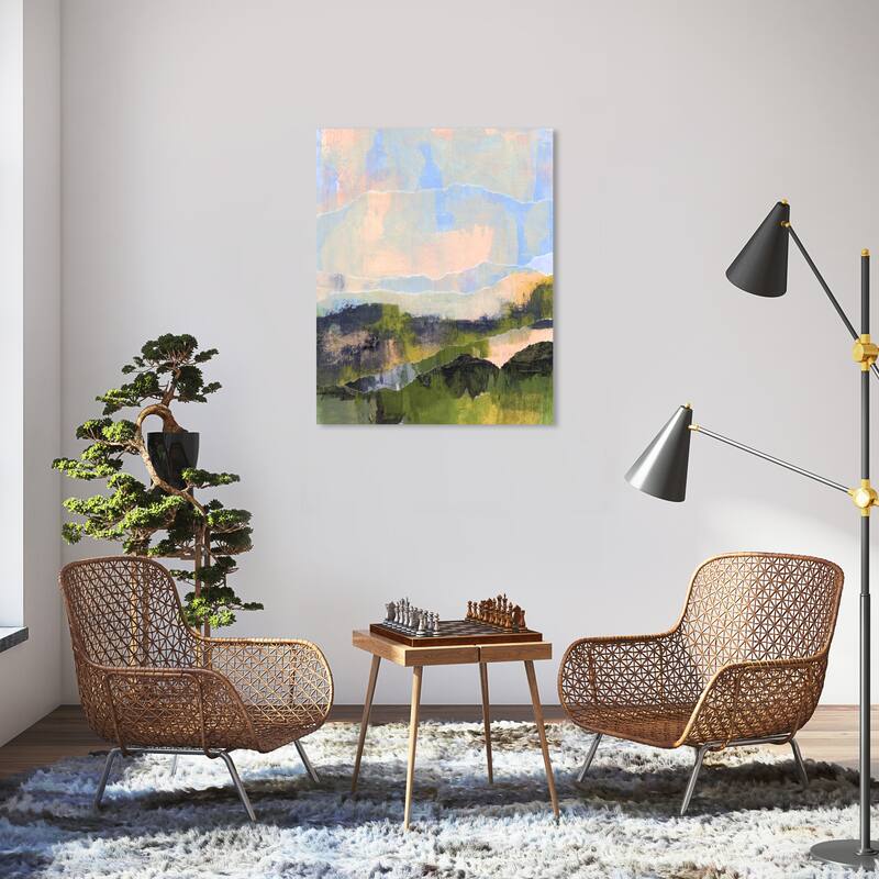 Wynwood Studio Abstract Oasis in the Valley Blue and Light Blue Modern & Contemporary Wall Art Canvas Print - 36 x 30