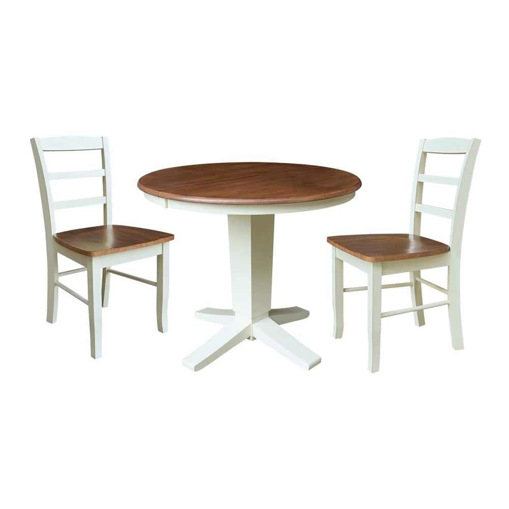 36 in Round Extension Dining Table with 12 in Leaf and Dining Chairs