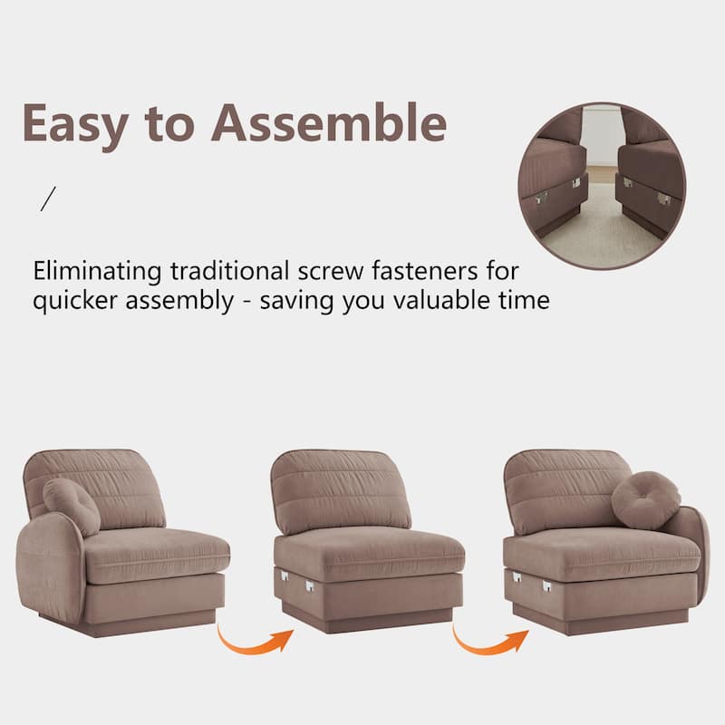 GDFStudio Alden Voss 137" Chenille Cloud 4-Seater Sofa with Quilted Back Cushions, Deep Seat