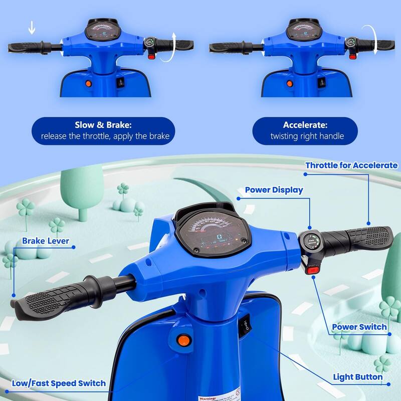 Electric Motorcycle for Big Kids, 24V 350W Kids Ride on Moped
