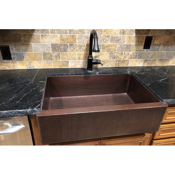 33-in Hammered Copper Apron Front Single Basin Kitchen Sink ...