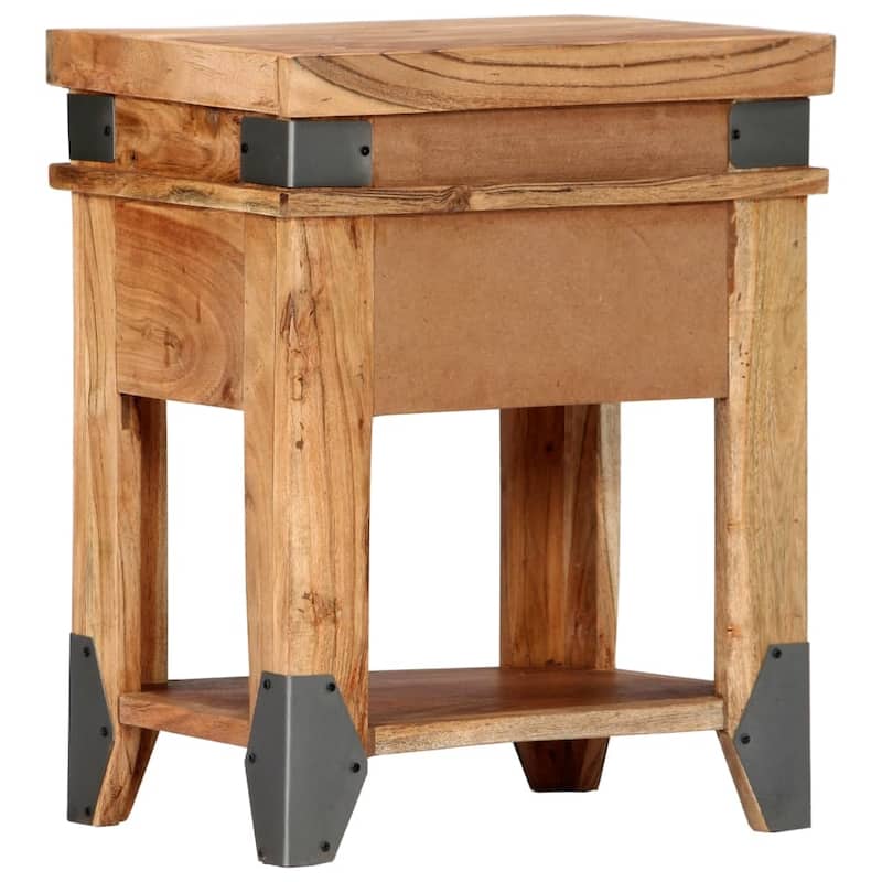 vidaXL Nightstand Storage Cabinet Bedside Table with Drawer Solid Wood Acacia