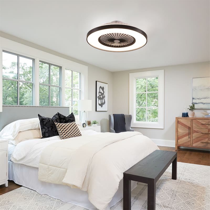 23" Bedroom Fan Light with Remote Control and Reversible DC Motor