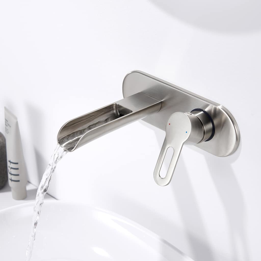 Luxier Vivid Fall 1-Handle Wall Mounted Bathroom Faucet with Valve
