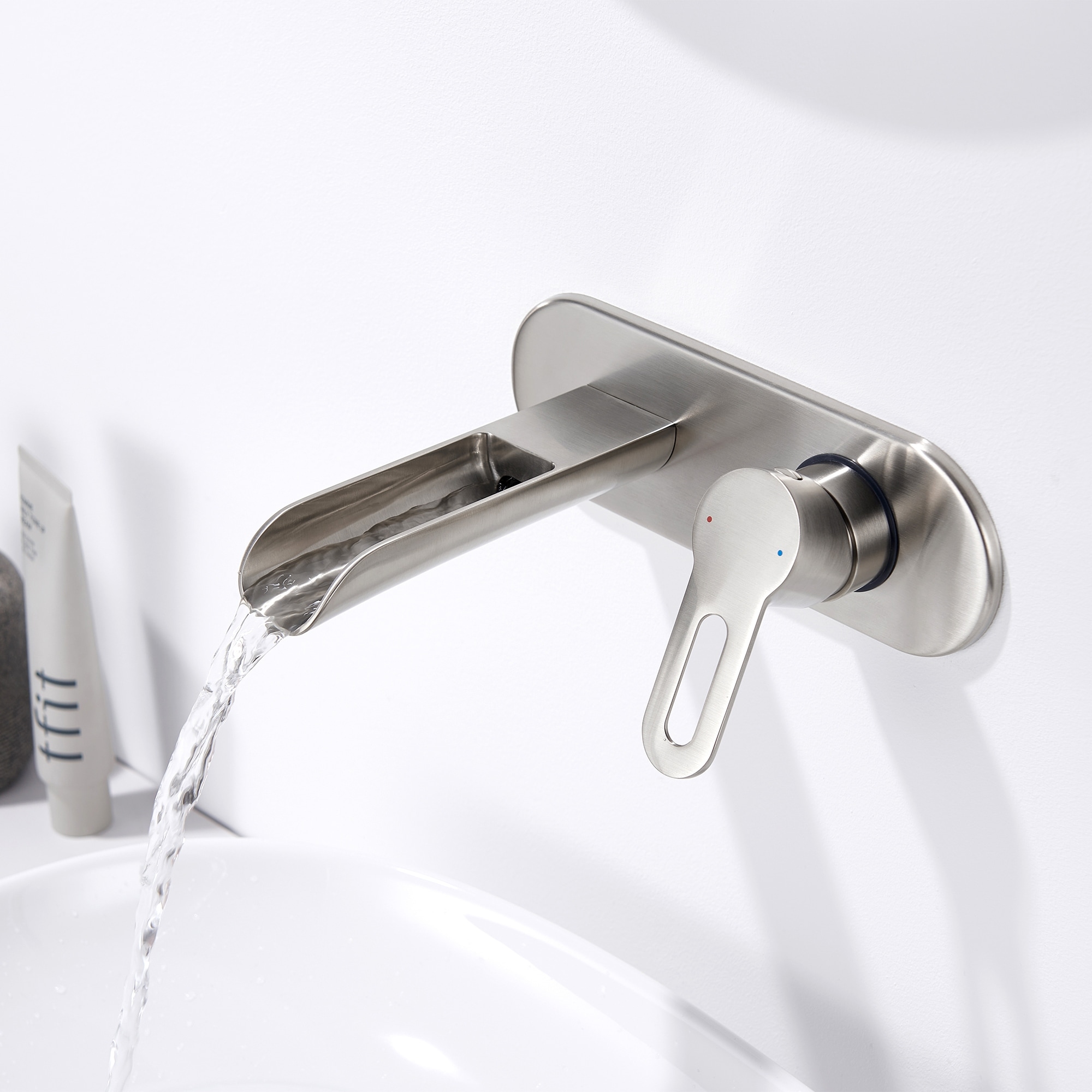 Luxier Vivid Fall 1-Handle Wall Mounted Bathroom Faucet with Valve