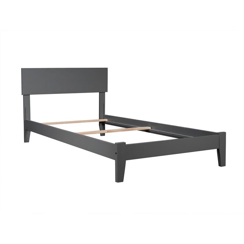 Twin Bed Coastal Craftsman Style Grey - HomeStock Traditional Platform Bed Frame with Open Footboard