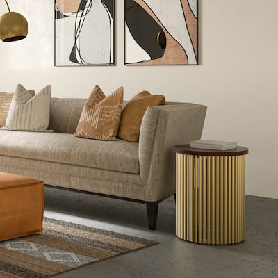 WYNDENHALL Karl 18 inch Wide Solid Mango & Metal Industrial Accent Table - 18 W x 18 D x 21 H