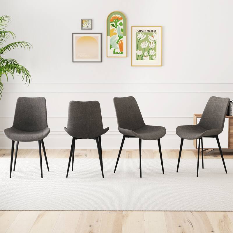Gymax Dining Chair Set of 4 w/ Metal Legs Padded Seats & Backs for
