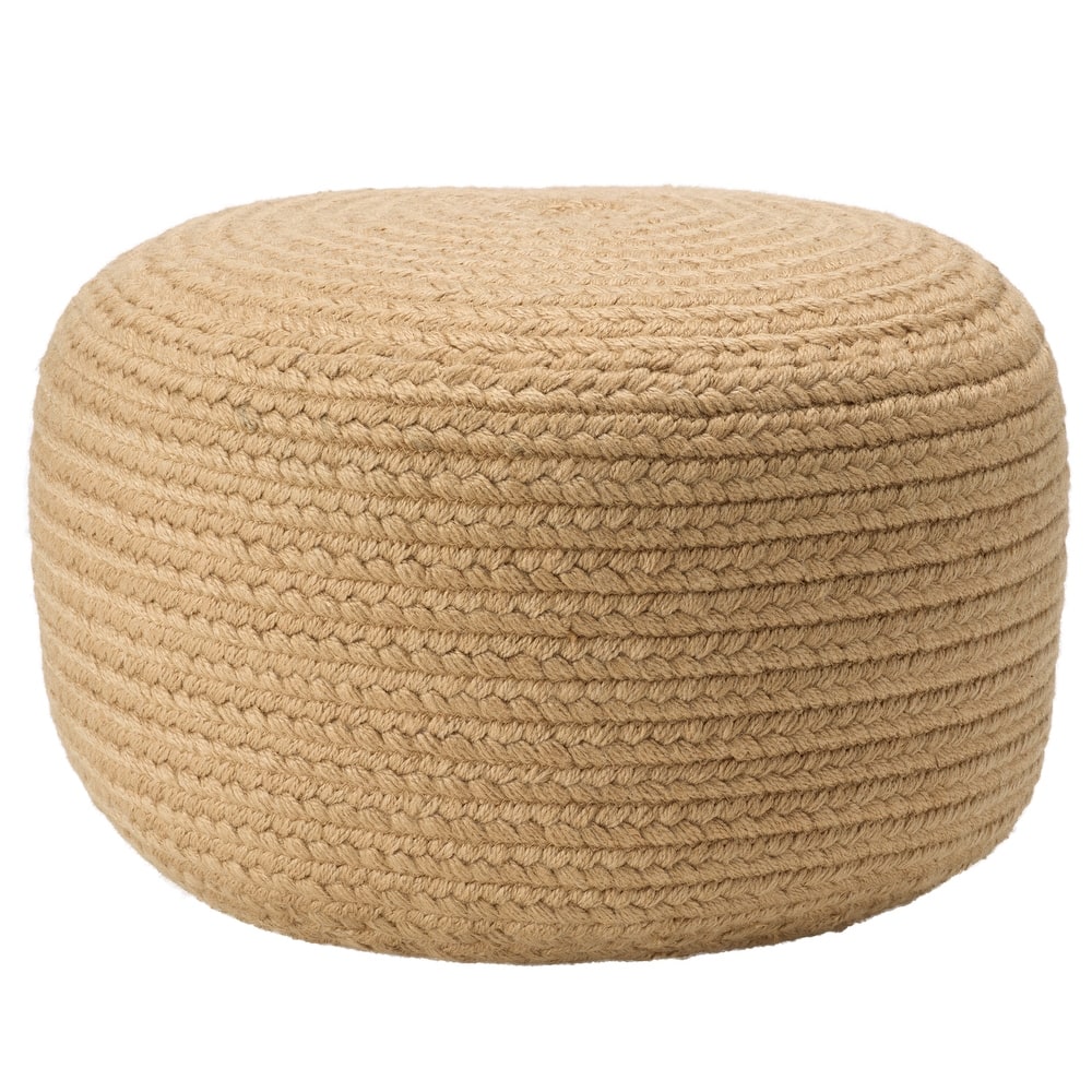 Jaipur Living Saba Solar Round Indoor/Outdoor Polyester Pouf Ottoman/Foot Stool - 18"X18"X12"