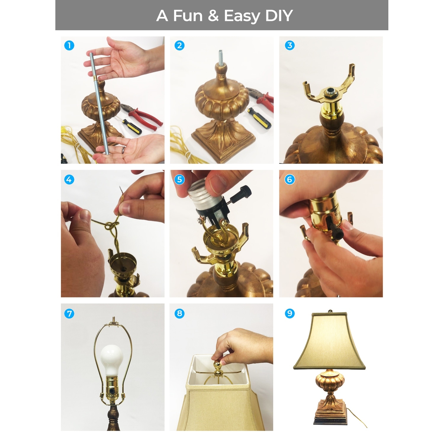 Royal Designs DIY Lamp Making Kit - Make, Refurbish, and Repair