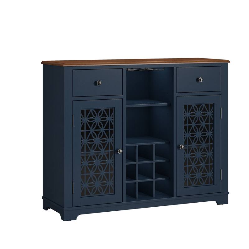 47" Stylish Wine Cabinet with Metal Wine Glass Rack - 47" in Width