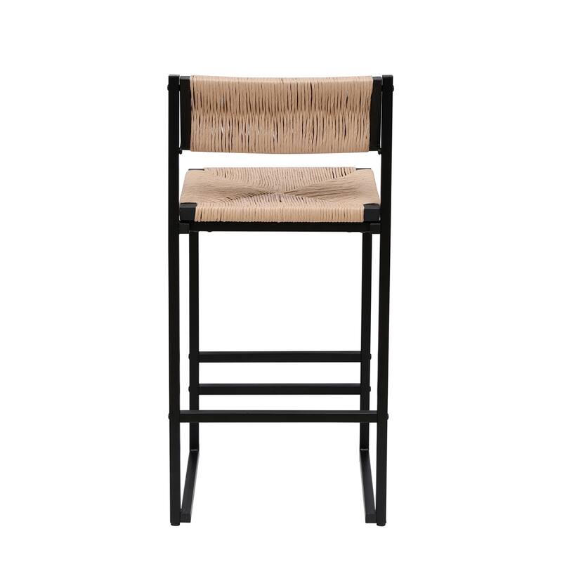 Set of 2 Hand Weave Counter Stool with Footrest for Kitchen Island