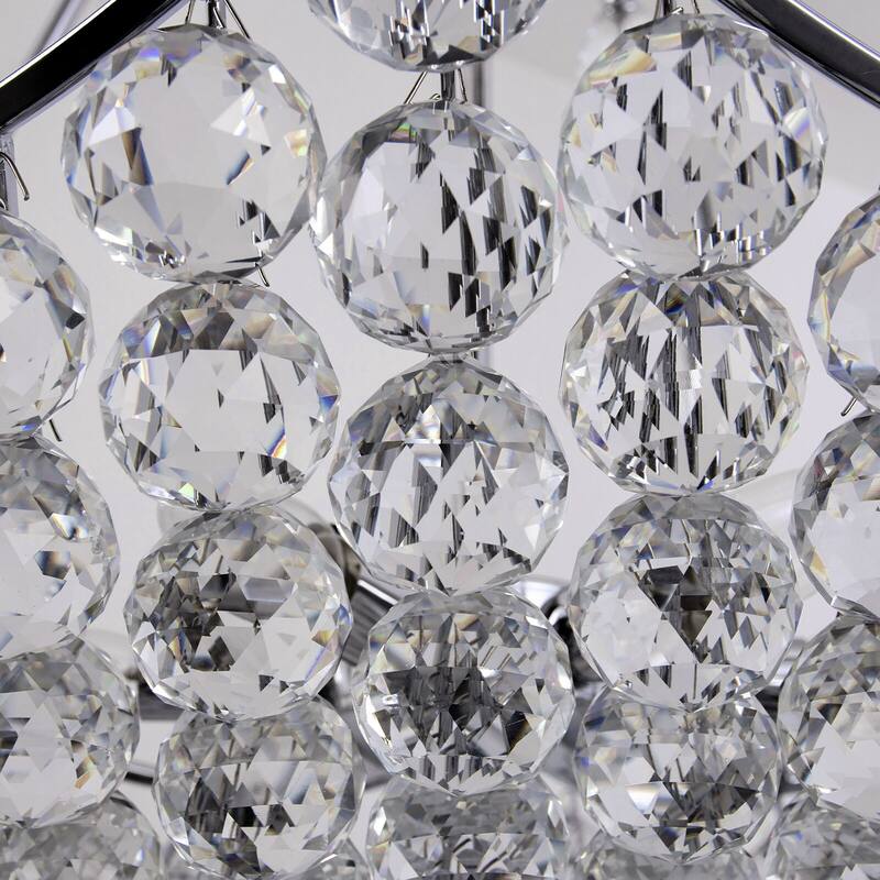 6-Light Glam Cluster Crystal Chandelier For Living Room - Chrome
