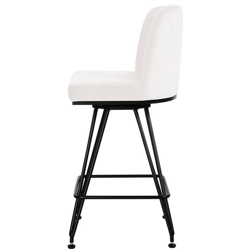 26" Leather/Velvet Swivel Counter Height Bar Stools - 38.2"H x 17.7"W x 19.1"D