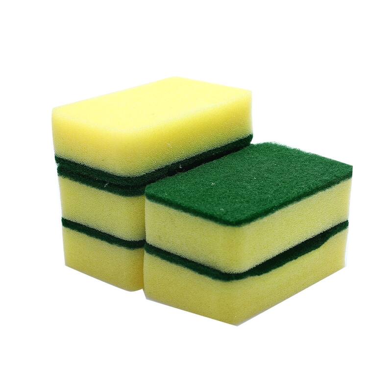 Sponge Rectangle Shape Kitchen Bowl Dish Cleaning Pad Sponge Scrubs - Yellow, Green