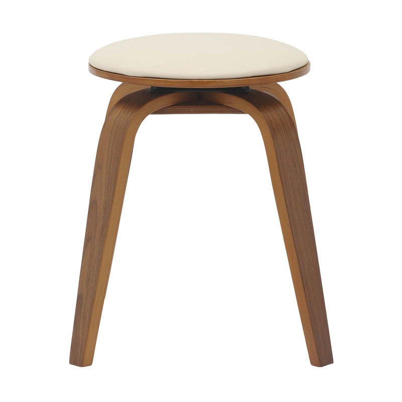 Pelya Minimalist Modern Round Counter Stool with Leather Seat & Poplar Wood Frame 360° Swivel Kitchen Bar Stool