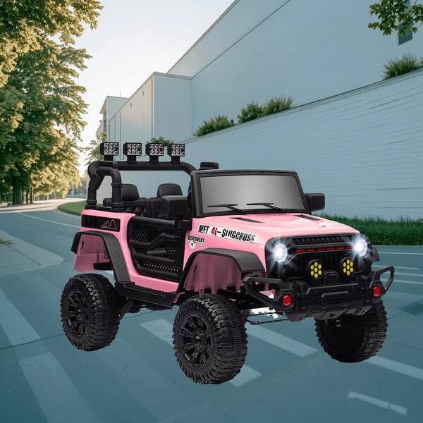 slide 2 of 10, Battery-Powered Ride-On Car Truck for Kids with Parental Remote Control, Smooth Suspension, and Entertainment Features Pink