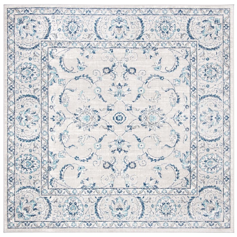 SAFAVIEH Brentwood Agistina Traditional Oriental Rug - 3' Square - Light Grey/Blue